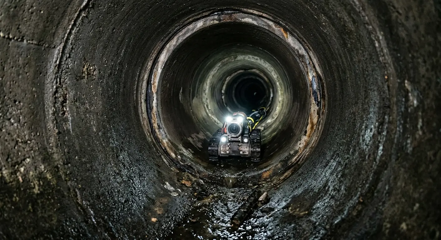 Robotic sewer camera inspecting pipe interior for Sewer Line Repair in Hopatcong